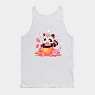 raccoon love coffee Tank Top